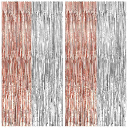 KatchOn, Silver and Rose Gold Fringe Backdrop, Pack of 2 | Silver & Rose Gold Streamers for 16th Birthday, Baby Shower | Bachelorette Party, Bridal Shower Decorations | Graduation Decorations 2026