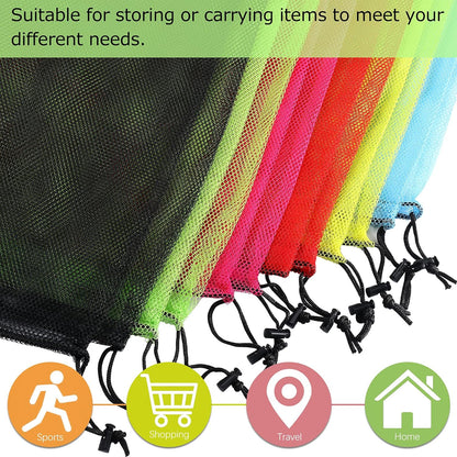 12Pcs Mesh Laundry Drawstring Bag,Nylon Drawstring Gym Bag with Cord Lock Closure 18"X24"