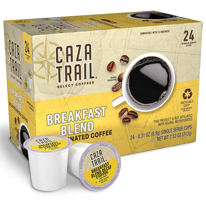 Caza Trail Coffee Pods, Decaf Breakfast Blend, Single Serve (Pack of 24)