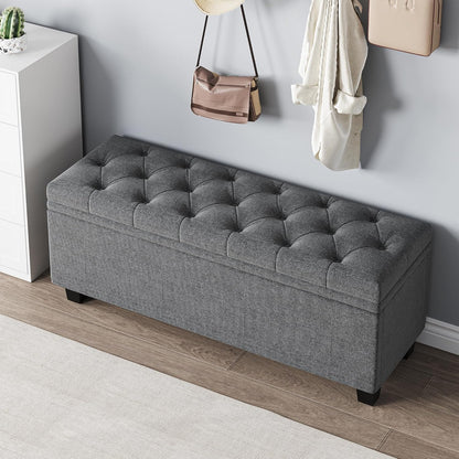 Maupvit Ottoman with Storage, Ottoman Bench with Lift Top, Upholstered Storage Bench with Hinged Lid, Bedroom Bench with Seating, Foot Rest Stool (Darkgray)