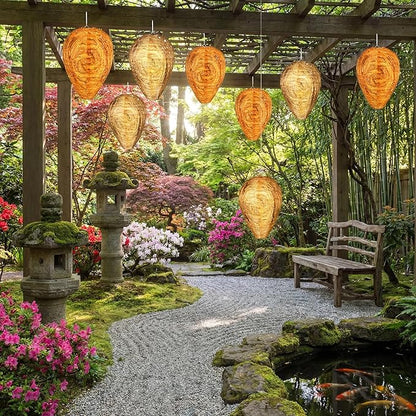 Honoson 4 Pieces Waterproof Hanging Lantern for Home Garden Yard Outdoors (Orange,Sandy Brown)