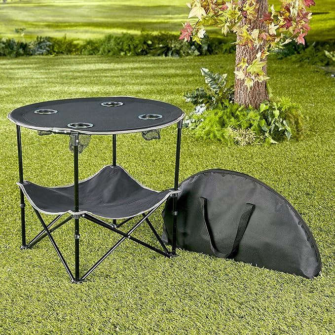 The Lakeside Collection Portable Folding Picnic Table with Shelf - Waterproof, Perfect for Outdoors - Red