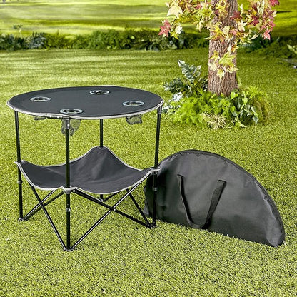 The Lakeside Collection Portable Folding Picnic Table with Shelf - Waterproof, Perfect for Outdoors - Red