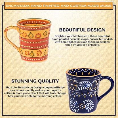 Encantada Handmade Hand-Painted Authentic Mexican Pottery Mugs (1-Pack, Mas Red)