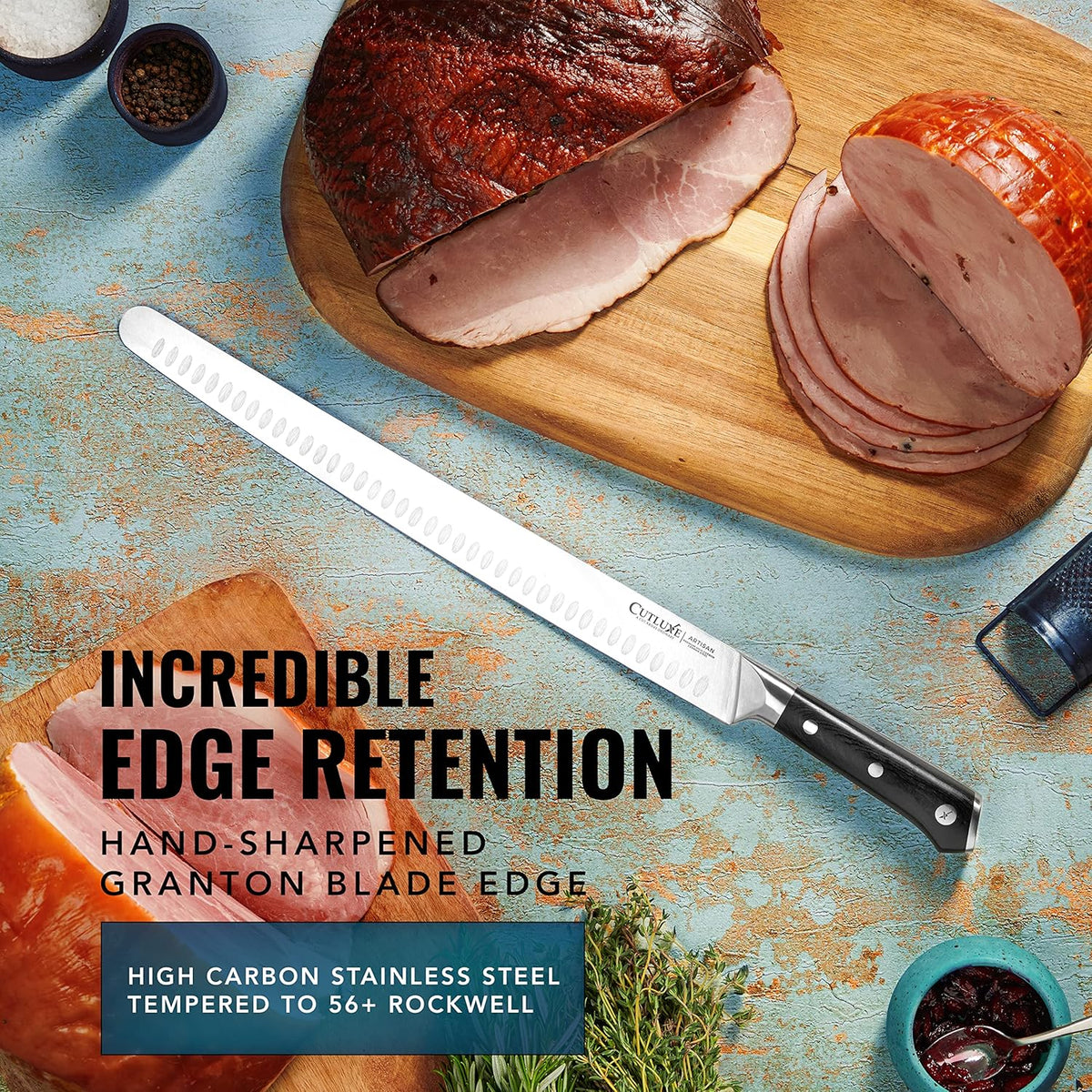 Cutluxe Extra-Long 14" Slicing Carving Knife – Brisket Knife, Razor Sharp Meat and BBQ Knіfe – High Carbon German Steel