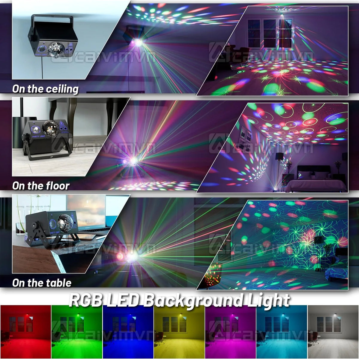 Party Lights Dj Disco Ball Light, LED Stage Strobe Lights Sound Activated with Remote Control for Xmas Club Bar Parties Holiday Christmas Birthday