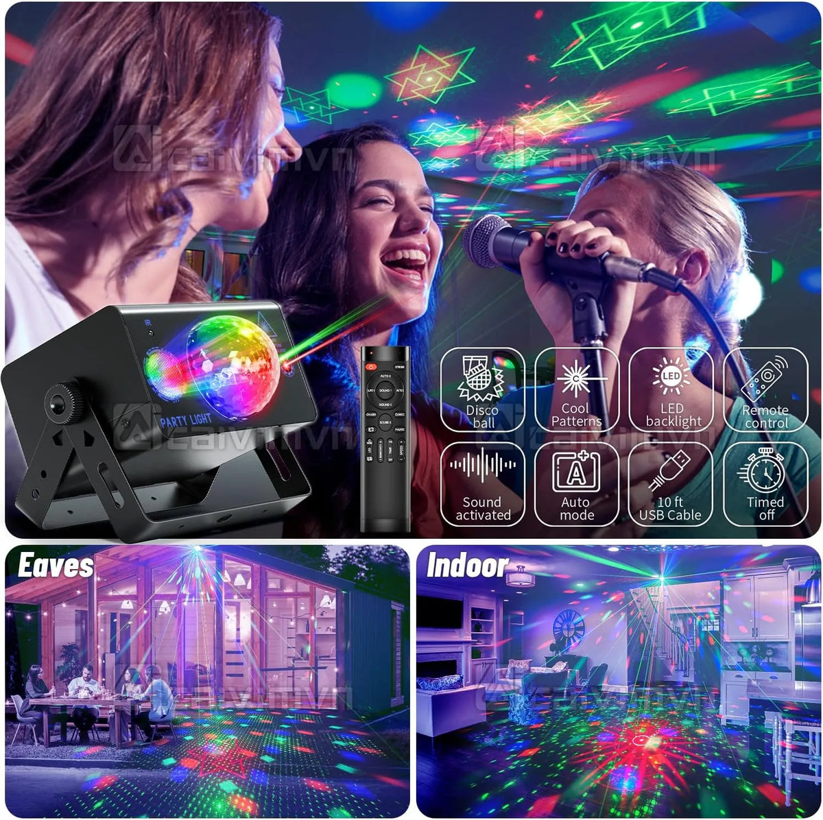 Party Lights Dj Disco Ball Light, LED Stage Strobe Lights Sound Activated with Remote Control for Xmas Club Bar Parties Holiday Christmas Birthday